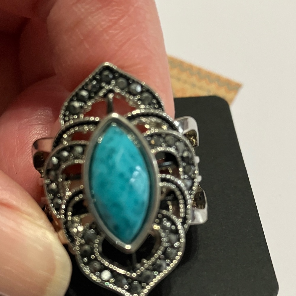 Canyon Sky Marquee Faux Turquoise Statement Ring size 10 - Picture 6 of 7